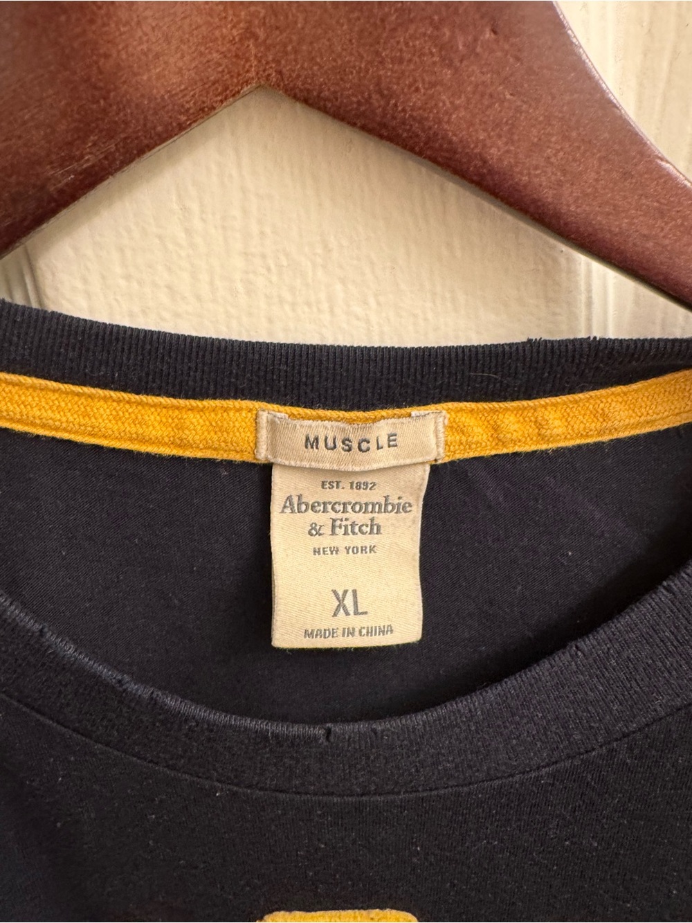 Abercrombie & Fitch Navy Short Sleeve Tee with Yellow Appliqué - Picture 2 of 3